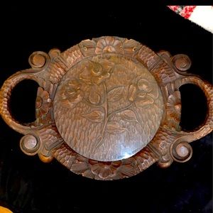 Antique/vintage wooden tray with glass top